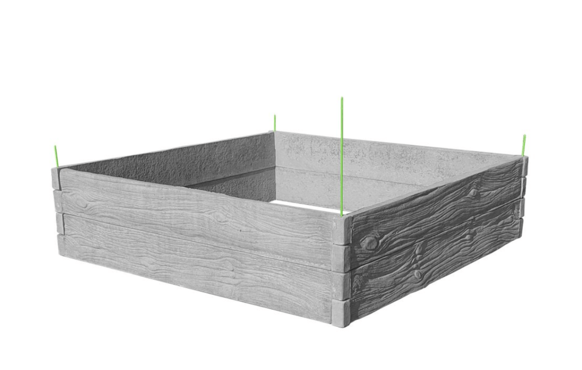 Vyvýšený betónový záhon vzor drevo - Najplot