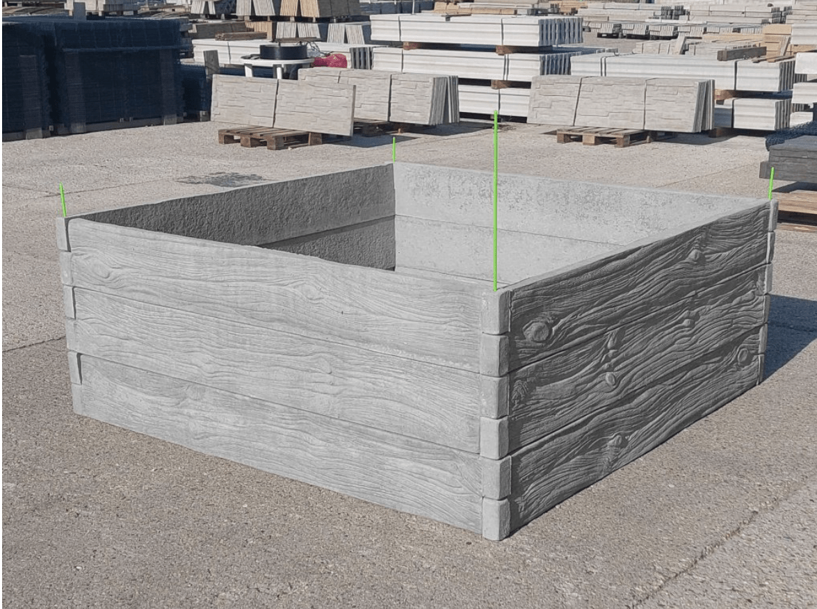 Vyvýšený betónový záhon vzor drevo - Najplot